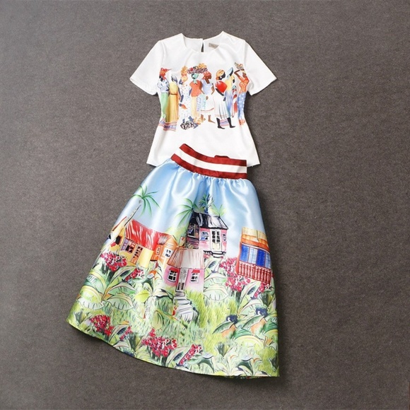 designer runway two pieces dress US size XS 0 2 4 - Picture 2 of 8